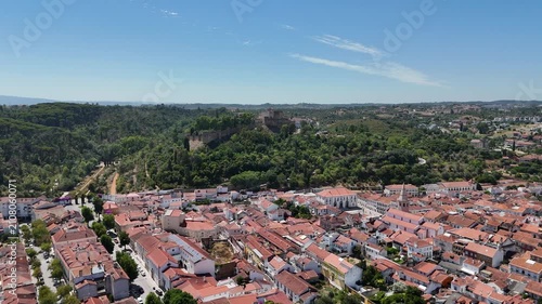 Drone Flight from Tomar Old Town to the Templar Castle