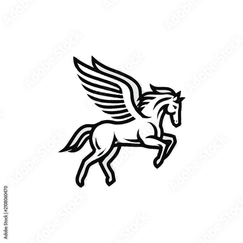 Принти на полотні Pegasus icon design with wings in black and white