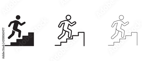 person running down stairs with varying line thickness and detail styles