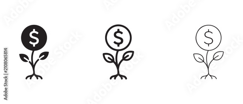 money growing from sprouts icons representing financial growth and investment opportunities