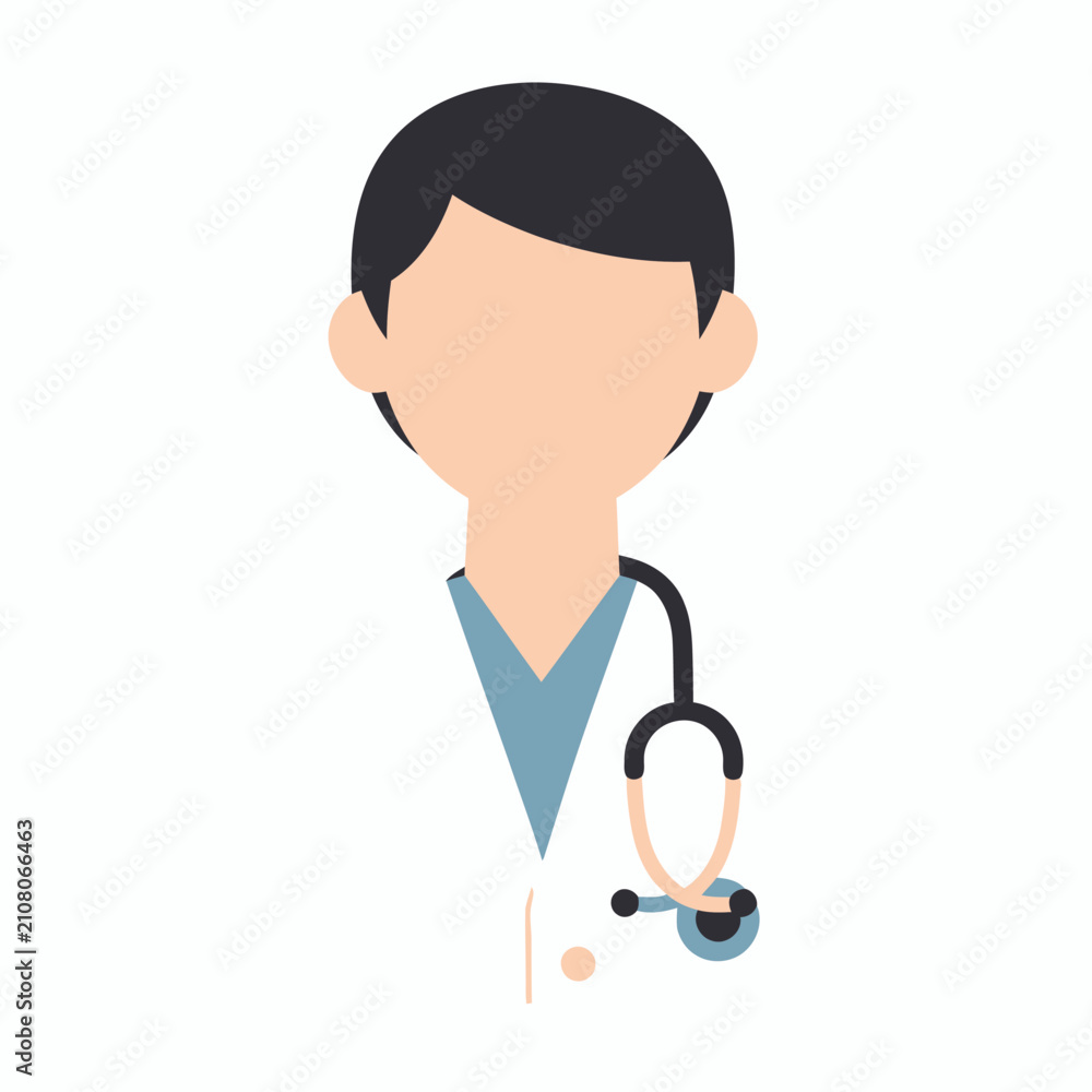 Fototapeta premium Flat icon of a doctor wearing a stethoscope, medical professional, healthcare worker, health symbol