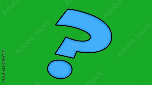 2D Hand Drawn Blue Question Mark Animated Symbol Green Screen Overlay