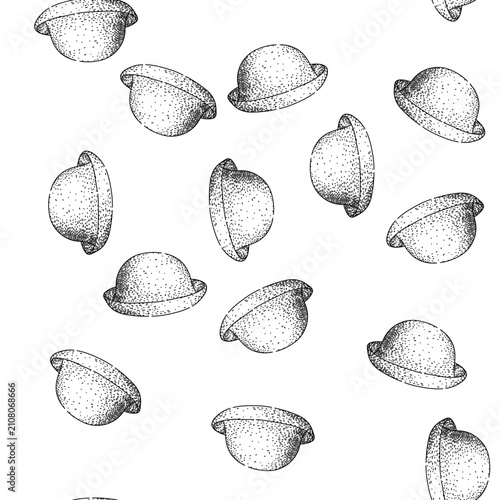 Tableau sur toile seamless pattern accessory bowler hat hand drawn