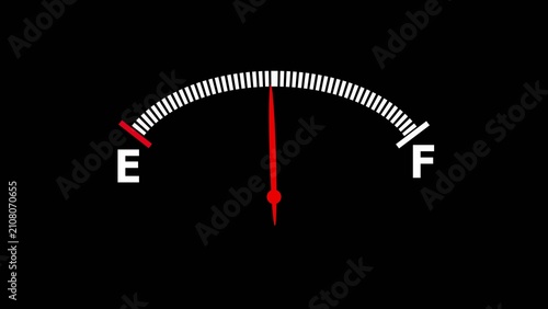 Fotografía Close up view of a car's fuel gauge indicator needle pointing towards the empty