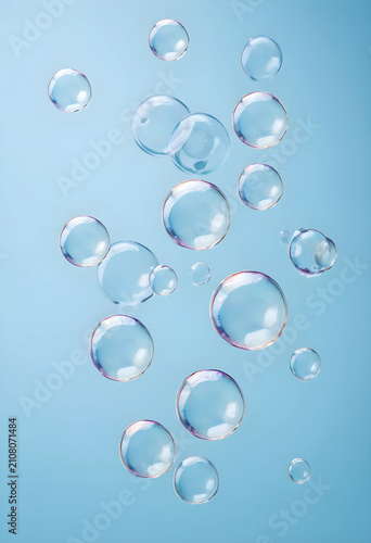 Floating soap bubbles with ...