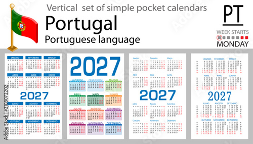 vertical 2027 pocket calendar set Portugal
