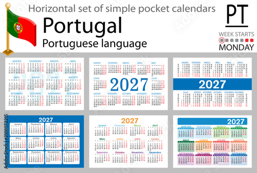 Portugal 2027 pocket calendar set horizontal