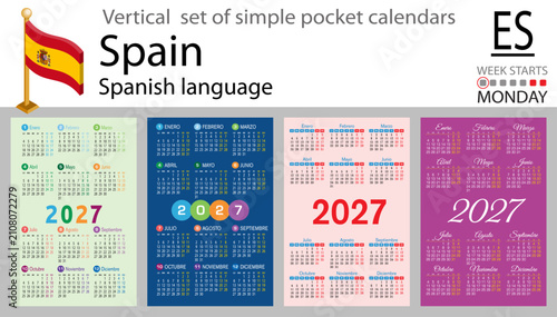 Clean 2027 pocket calendar set Spain