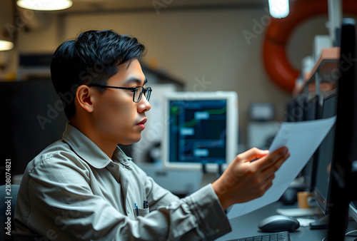 Young asian man in glasses ...