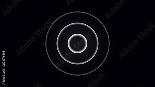 Foto Three concentric white circles with glowing edges on a pure black background cre