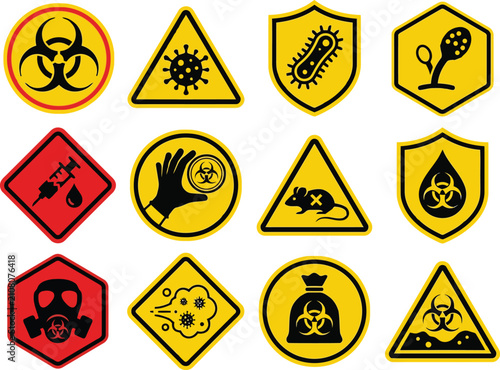 Tableau sur toile Set of biological hazard and infectious disease warning signs and danger icons