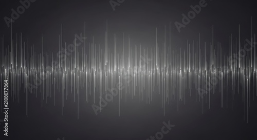 Dynamic audio waveform visualizing sonic vibrations on a dark textured digital canvas representing sound waves frequency and digital signal processing for technology and music themes.
