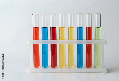 Multiple test tubes with co...
