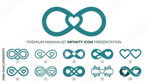 Tableau sur toile Minimalist Infinity Heart Icons Collection - Love and Eternity Symbols
