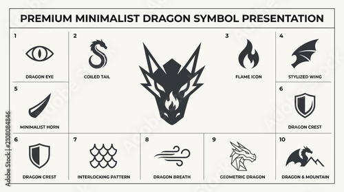 Minimalist Dragon Symbols Collection - Icons for Branding and Design