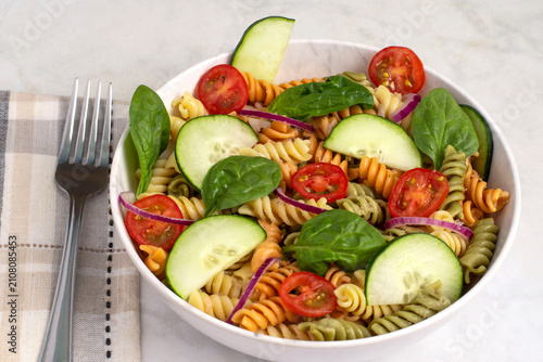 rotini garden salad  with red onions