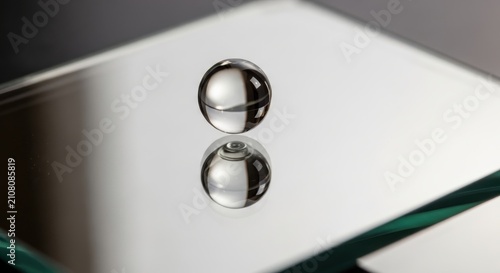 Perfect Sphere Reflecting Light on a Polished Surface Visualizing Purity Clarity and Geometric Precision in a Captivating Macro Perspective.