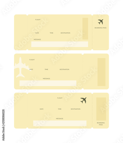 Boarding Pass Ticket Template Set for Wedding and Travel