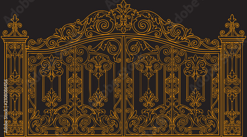 Bild auf Leinwand Ornate golden metal gate design