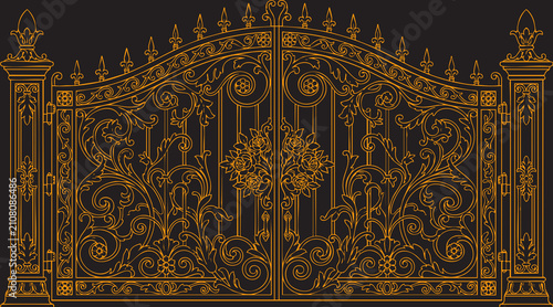 Fotografie Ornate wrought iron gate design