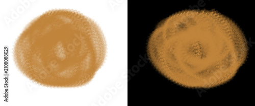 Canvastavla Abstract golden brush stroke set, textured ochre paint dab on white and black ba