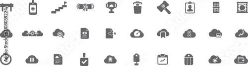 FinOps icon set. Solid icon collection. Vector illustration.