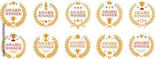 Фотография Collection of Golden Laurel Wreath Award Winner Trophies and Crowns Keywords: aw