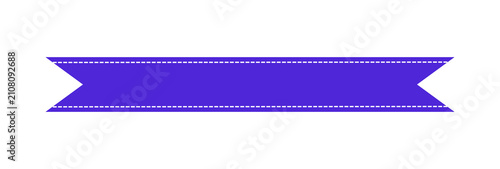 Minimalist Purple Blue Stitched Ribbon Banner Graphic Element Isolated on Transparent Background