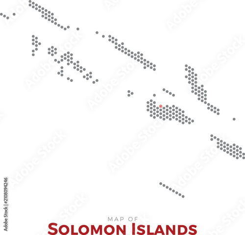 Map of Solomon Islands. Dotted map highlighting the country's most important cities