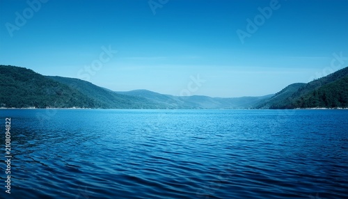 Lake Blue Water Smooth Surface Simple Nature Background