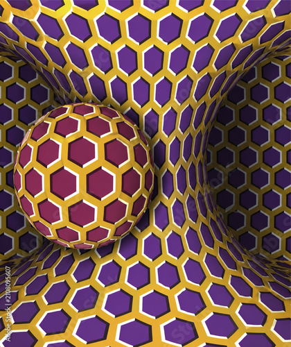 Foto Abstract Honeycomb Optical Illusion Sphere Geometric Illustration
