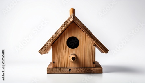 Small Rustic Wooden Birdhouse Isolated On Pure White Background