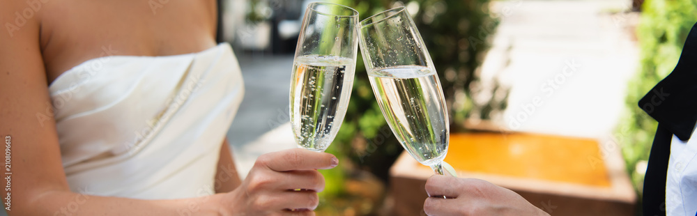 Fototapeta premium Celebrating love and diversity with a joyful toast in the sun