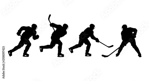 Photography Ice Hockey Player Silhouettes, Action Poses, Sports Vector Graphics, Dynamic Mov