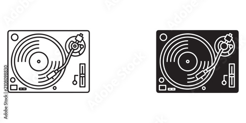Vintage turntable record player with tone arm and stylus isolated design