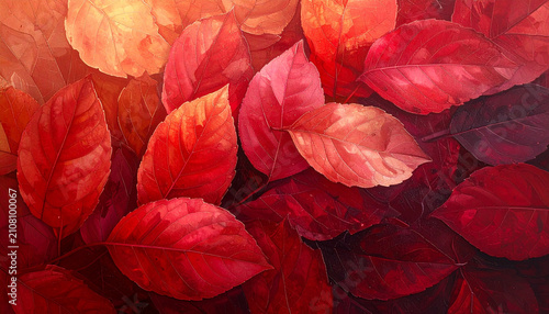 Obraz na płótnie Vibrant Red Leaves Texture