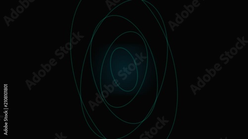 Abstract digital graphic featuring concentric glowing green oval lines