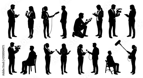 Foto Journalism Silhouettes Collection: Reporters, Interviewers, Cameramen, and Broad