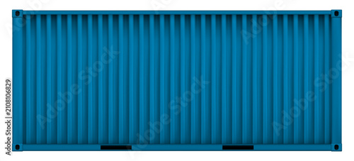 Blue realistic corrugated metal textured cargo container isolated. Siding cargo container bg. Industry line sea transportation. Vector illustration