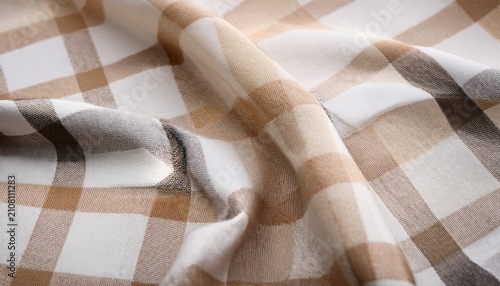 White And Beige Plaid Fabric Texture
