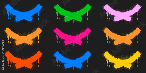 Colorful Dripping Paint Strokes Vector Illustration Against Dark Background