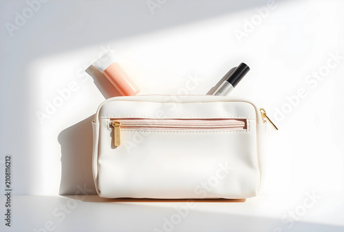 White cosmetic bag with mak...
