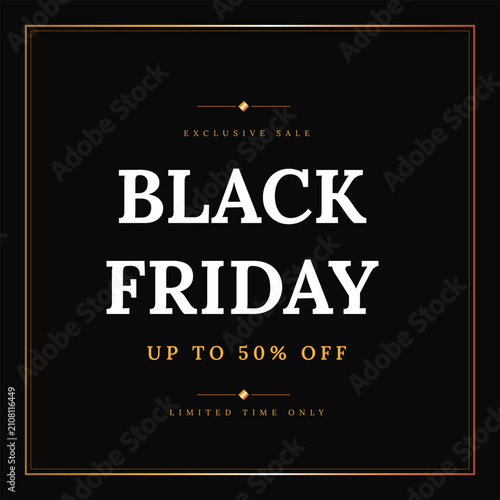 Minimal Black Friday Sale Poster with Elegant Gold Border and Exclusive Sale Typography