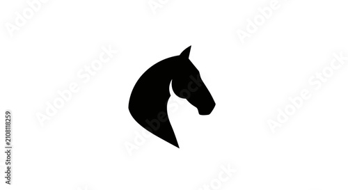 Bild auf Leinwand Horse head silhouette represents a minimalist equine profile icon on a plain white background