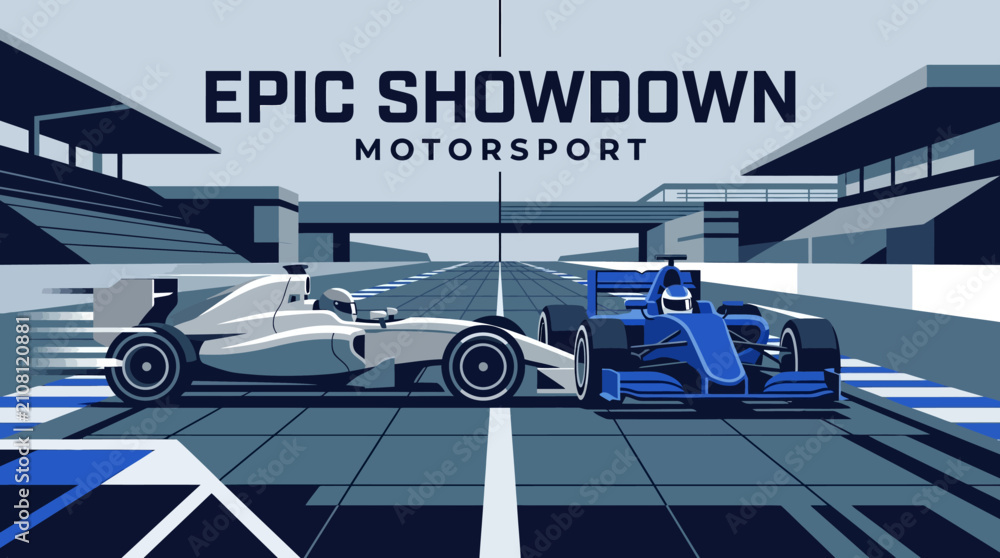 Obraz premium Formula One Racing Cars Competing In Intense Motorsport Showdown On Track