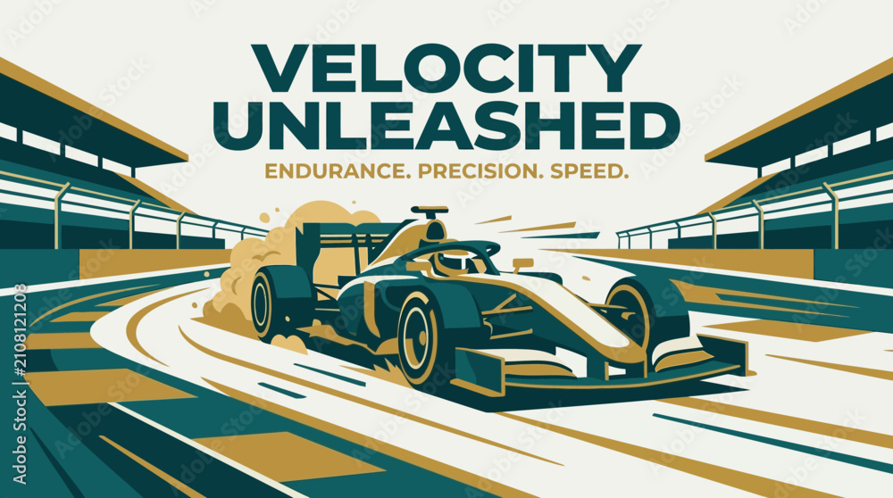 Obraz premium Formula One Racing Car Speeding Down the Track