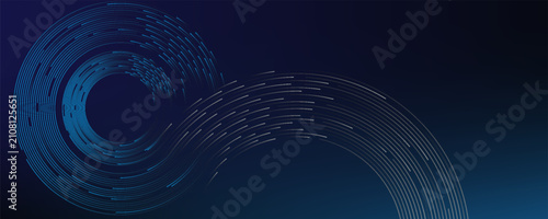 Vászonkép Abstract vector blue gold stripe line, geometric circle texture background, futu