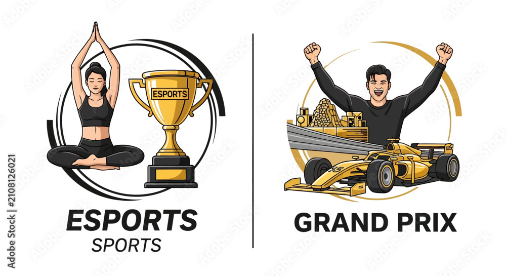Obraz premium Esports Yoga Meditation And Grand Prix Racing Sports Victory Celebration
