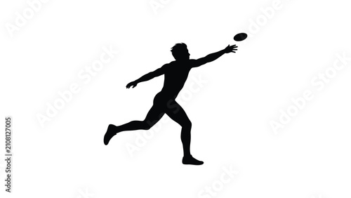 Silhouette of a person throwing a frisbee in action.
