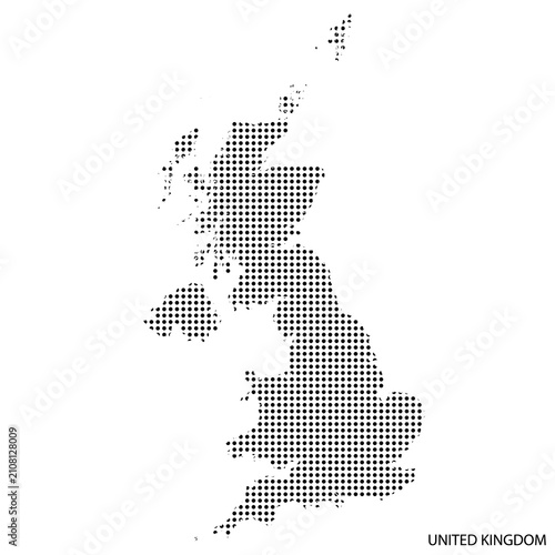 United Kingdom halftone map, dotted UK country silhouette, Great Britjpgn abstract vector illustration
